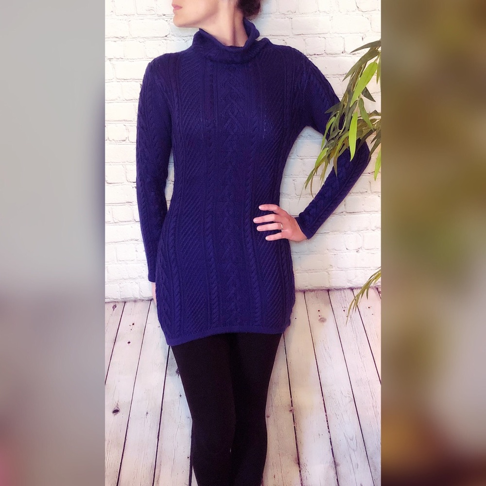 V28 Dark Blue Knit Sweater Dress/Tunic